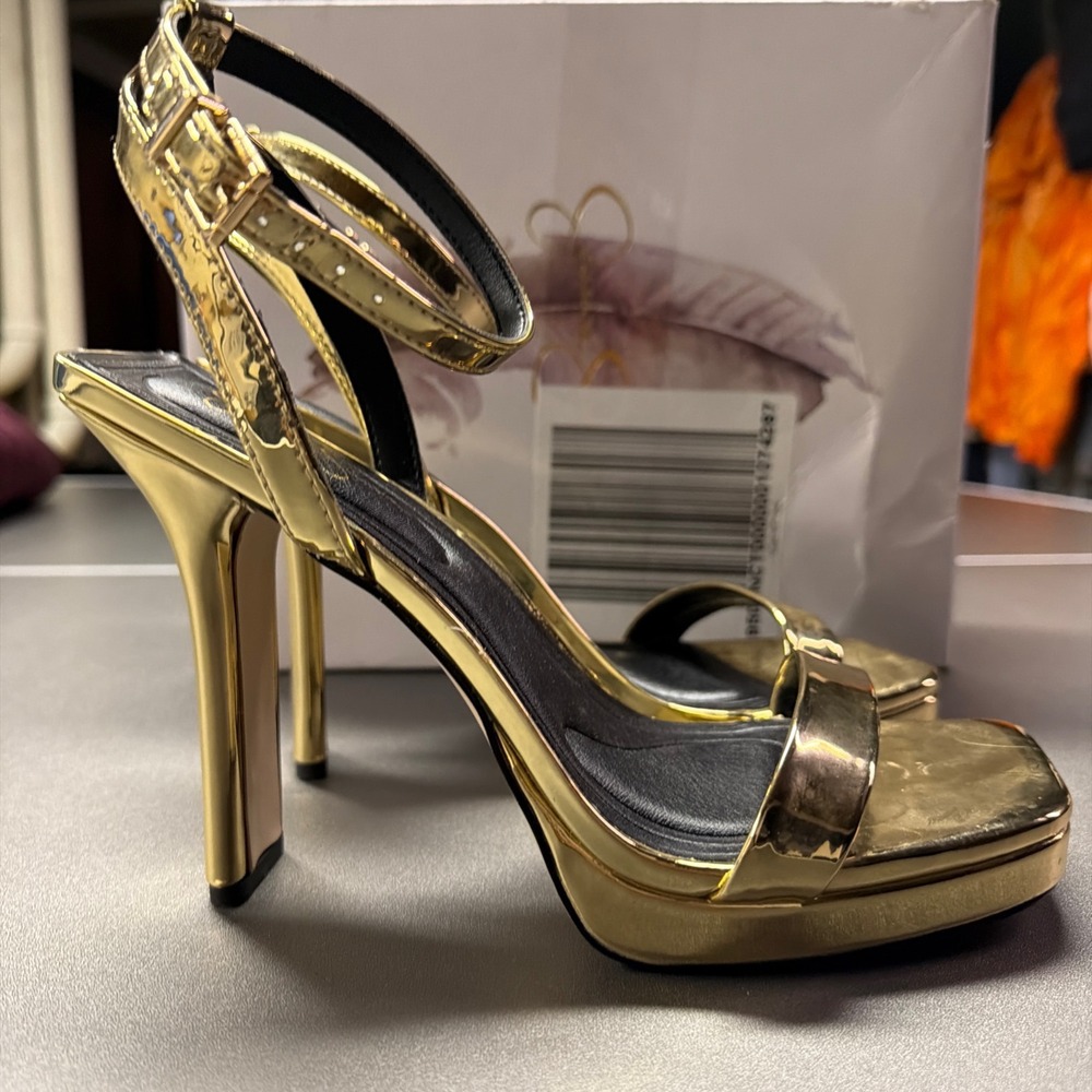 Jessica Simpson Adonia Gold Mirror Metallic Blade Heel Platform Sandals ADONIA - Picture 5 of 8